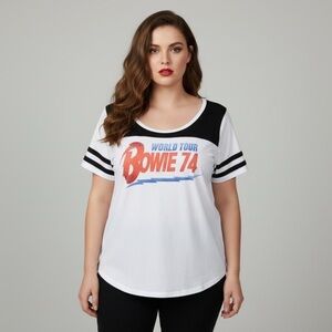 Bravado Lovesick David Bowie World Tour 74 Graphic Ringer Raglan T-Shirt Plus 1X
